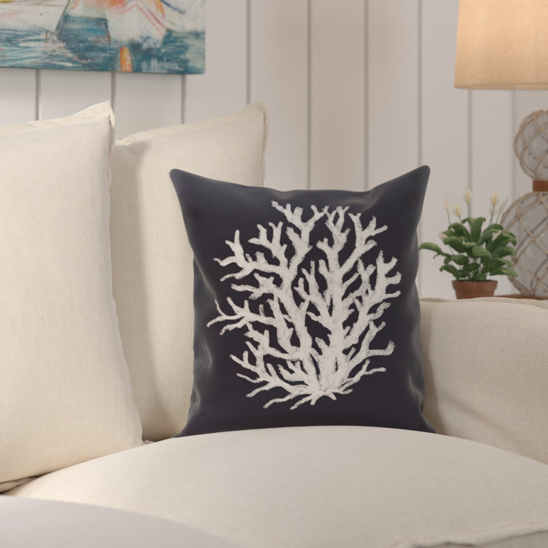 Coral Reef Outdoor Reversible Throw Pillow, 16" H x 16" W x 1" D, Paisley