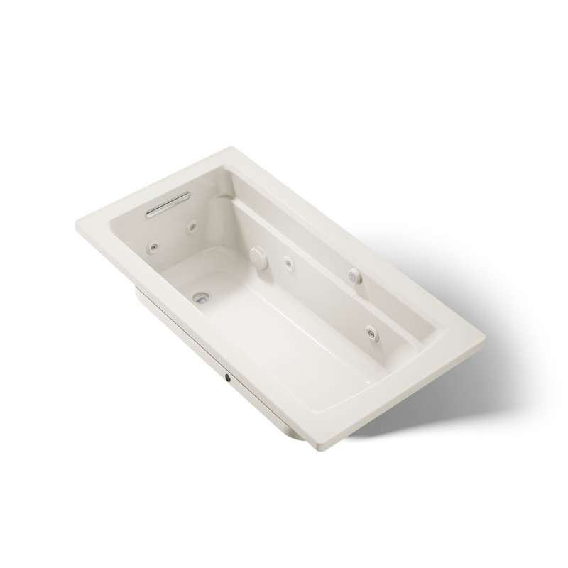 Archer® 60-in X 32-in Drop-in Whirlpool + Heated Bubblemassage Air Bath, Biscuit