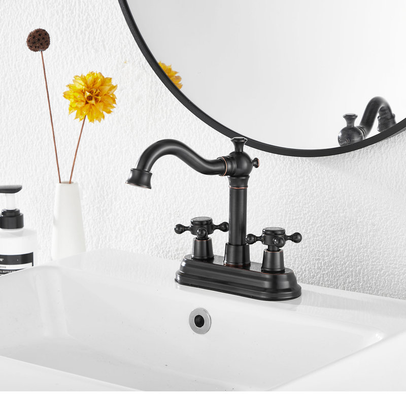 Centerset 2-handle Bathroom Faucet with Drain Assembly, Oil Rubbed Bronze