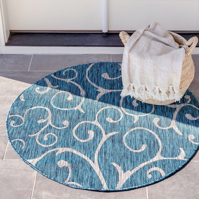 Tapis d'extérieur Kona couleur fougère, Rond 4 pi