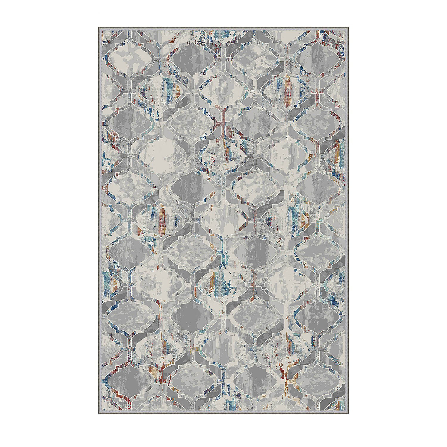 East Urban Home Delma Machine Made Polyester Area Rug in Gray/Ivory ...