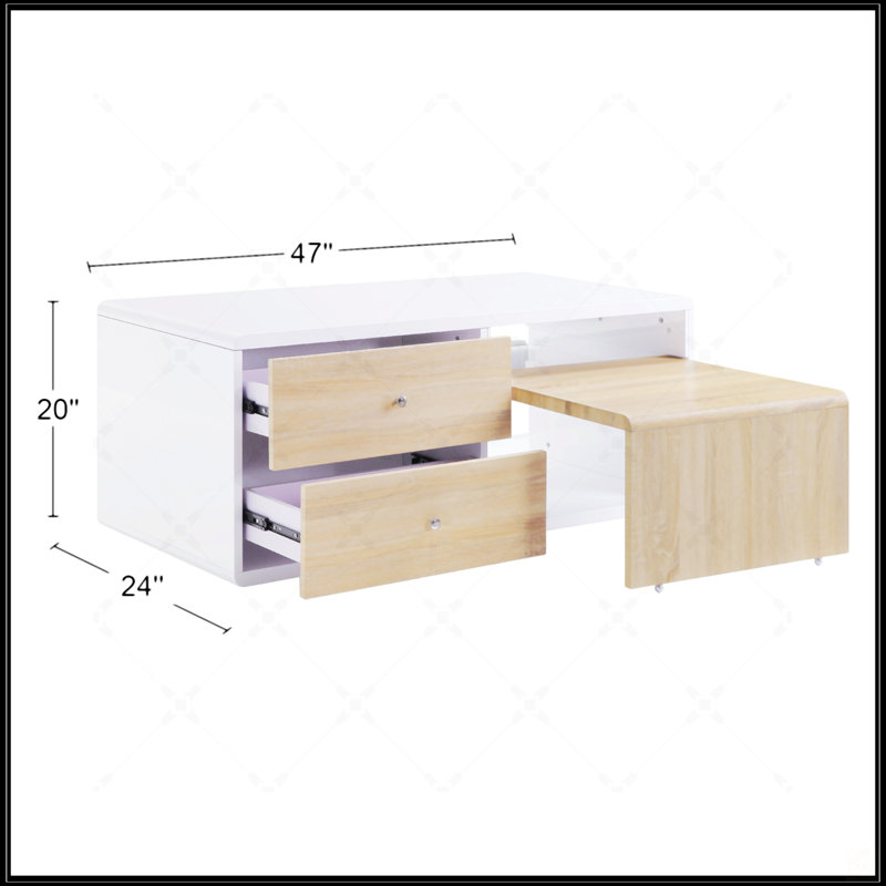 Rectangular Coffee Table With Pull-Out Table