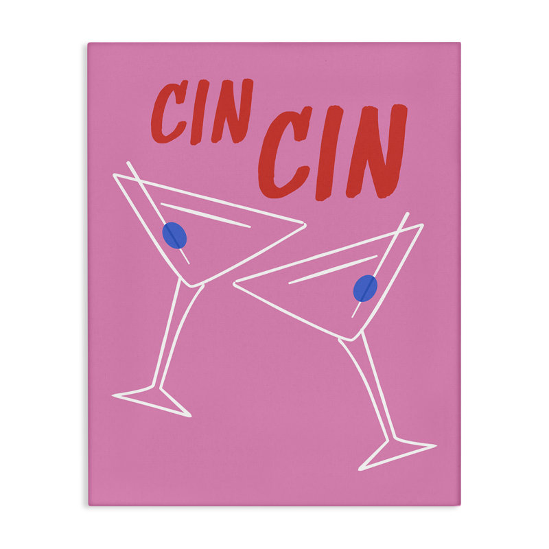 «Cin Cin Martinis», art mural sur toile par House of Lulu, H 20 po x l 16 po