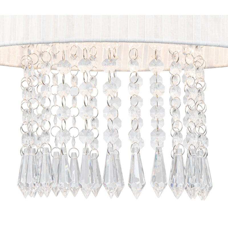 Winni Beaded Voile Easyfit Modern Lamp Shade - 30x30x31cm, fits E27/E14/B22 with adaptor included, Cream White