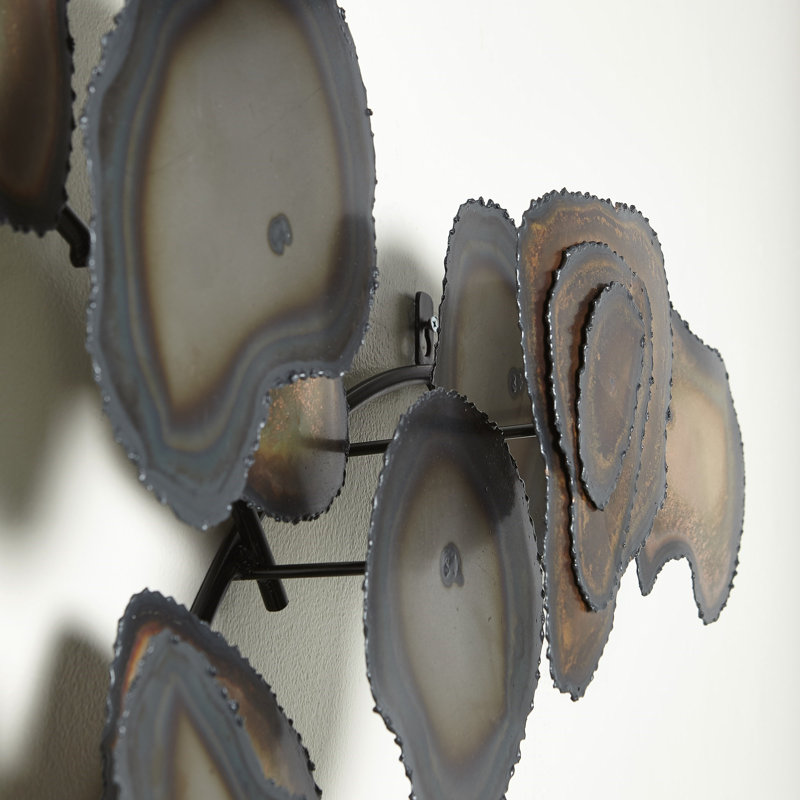 Handcrafted Iron and Brass Wall Sculpture with Flamed Patina
