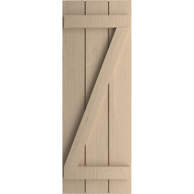 Primed Tan 28" Rustic Faux Wood Board-n-Batten Shutters
