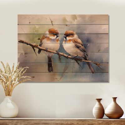 Moineau beige et brun IV - impression sans cadre sur bois