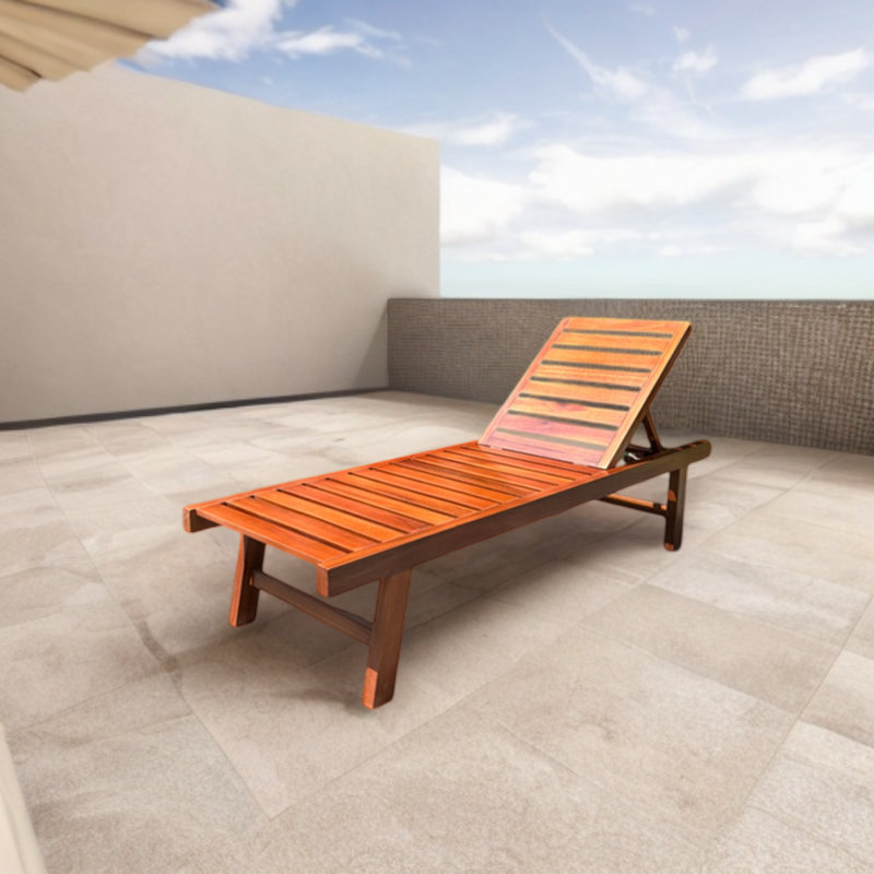 Outdoor Solid Wood Recliner Pool Leisure Beach Outdoor Wood Chaise Lounge
