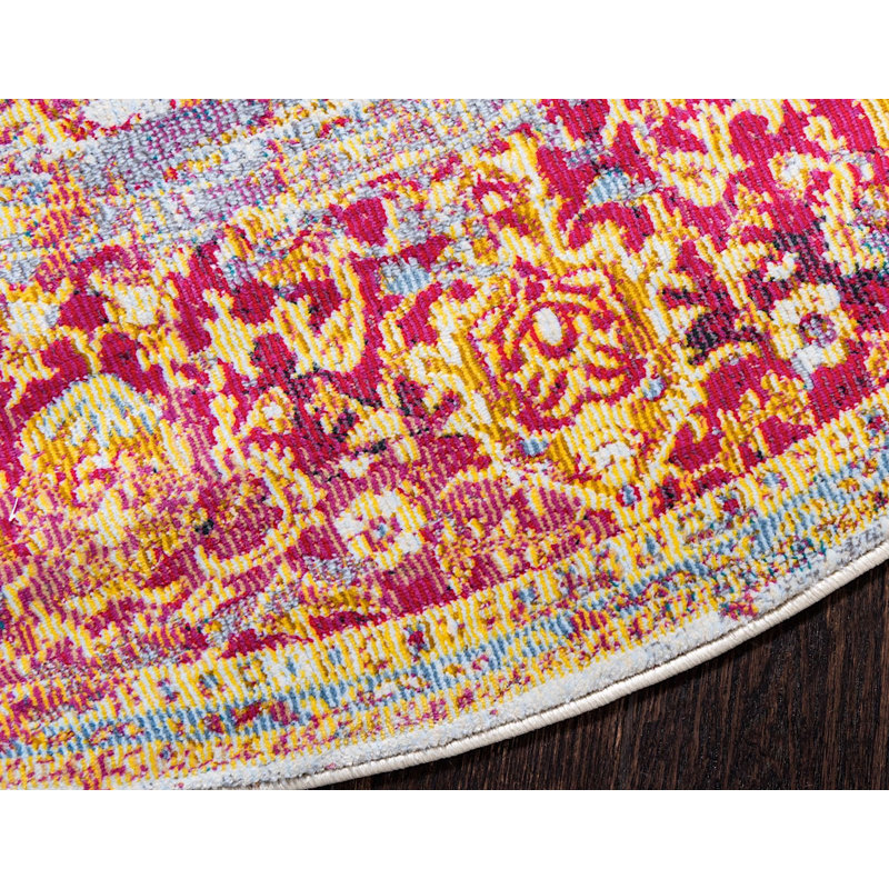 Rouge oriental/jaune/bleu Tapis décoratif, Rectangle 4 pi 3 po x 6 pi
