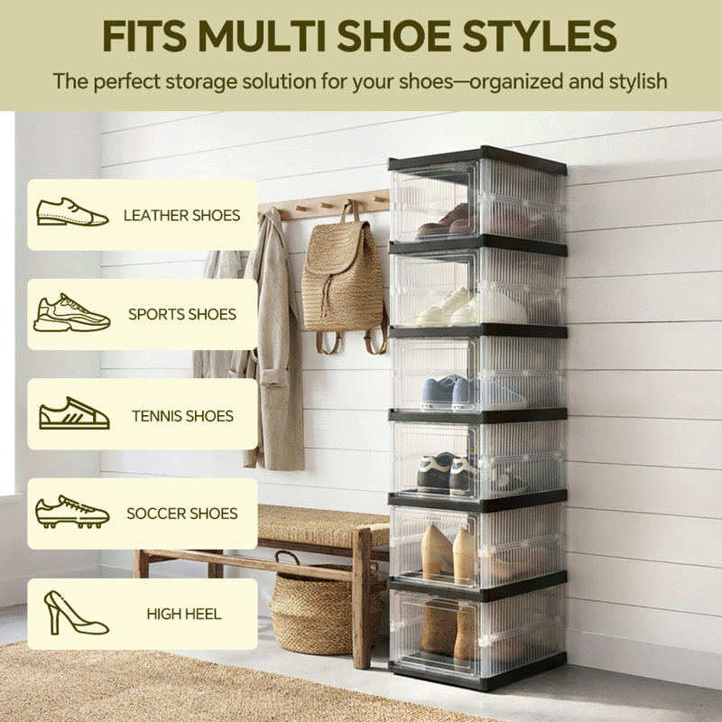 6 Pair Stackable Shoe Storage Cabinet