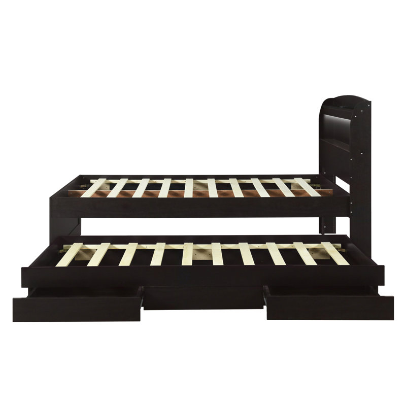 Lit plateforme avec rangement Ashantis, Double, Marron foncé