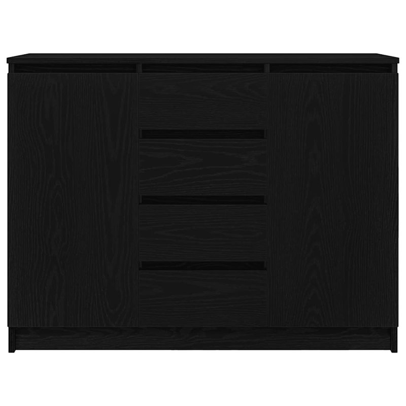 Sideboard With Drawers 100.5X35x76 Cm Engineered Wood, Black Oak