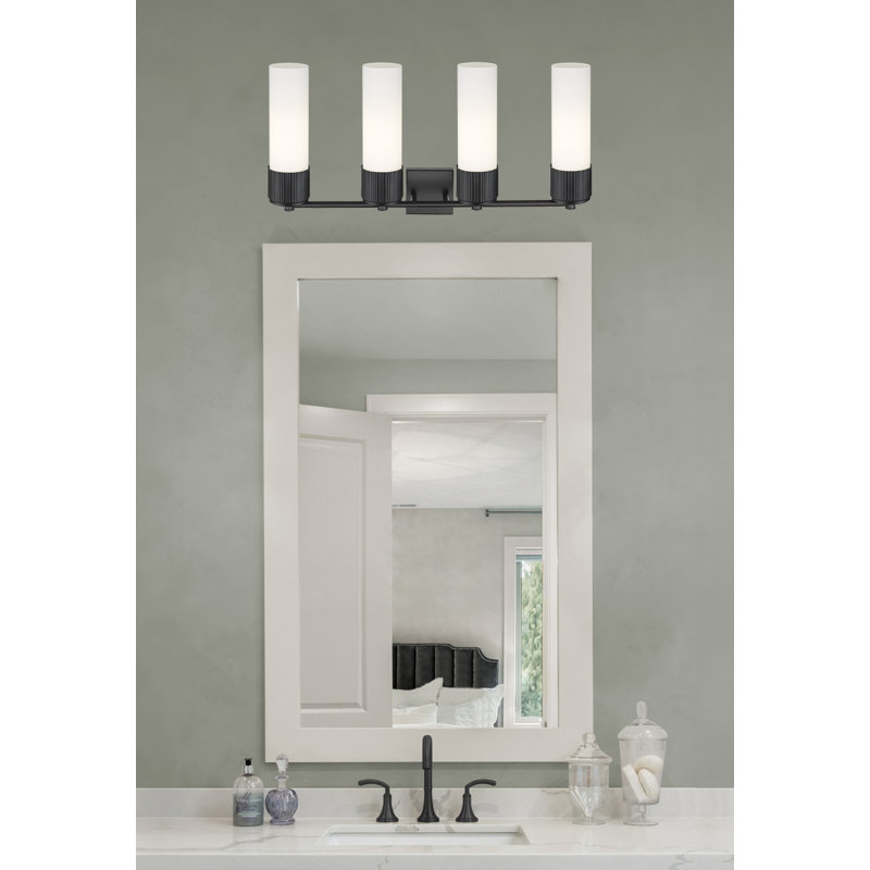 Éclairage pour meuble-lavabo mural 4 lumières 12 "Bolivar, Blanc, Noir mat