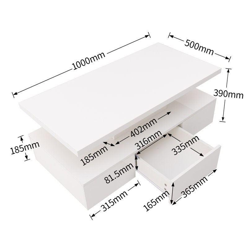 Campbelle Block Coffee Table with Storage, White