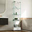 Vitrine moderne en verre avec tiroir, lumières DEL et 4 tablettes pour un rangement et une présentation élégants