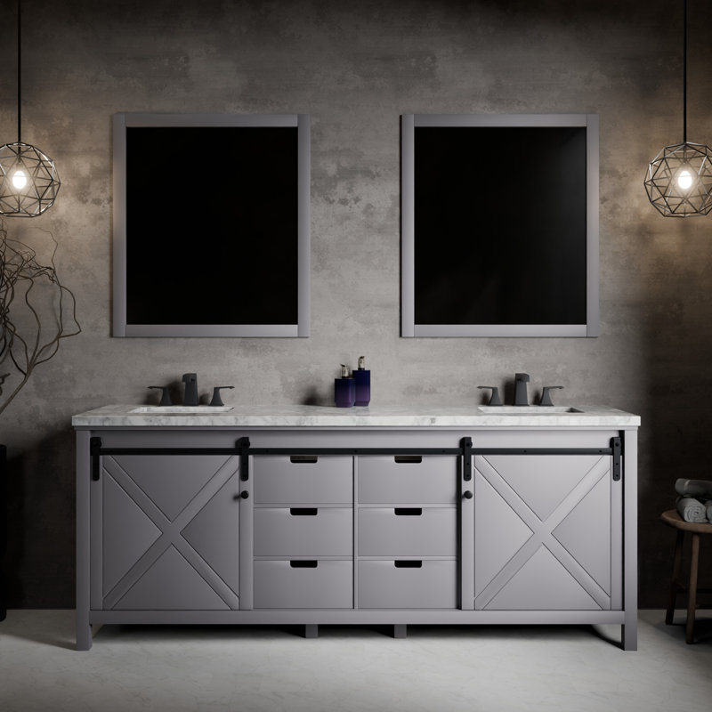 Meuble-lavabo double Shelter, Chêne brun, 48", Quartz blanc