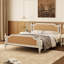 Structure de lit en rotin de style traditionnel pour grand lit, sans sommier tapissier, blanc antique