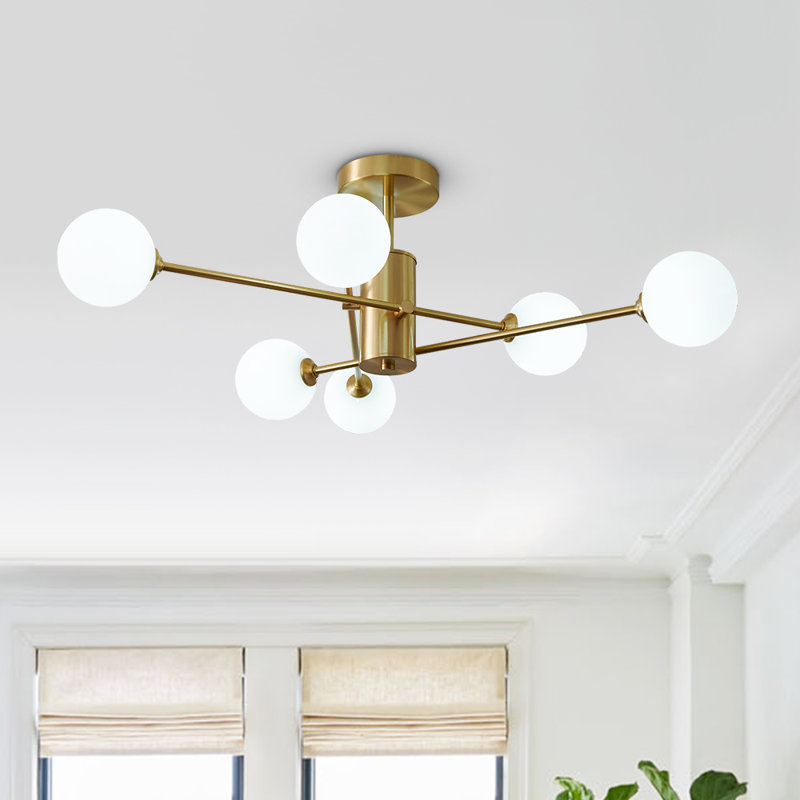 Kozan 6-Light 86cm Modern Globe Sputnik Semi Flush Mount Ceiling Light