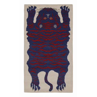 Tapis rectangulaire en laine de conception unique 3 pi x 5 pi 3 po