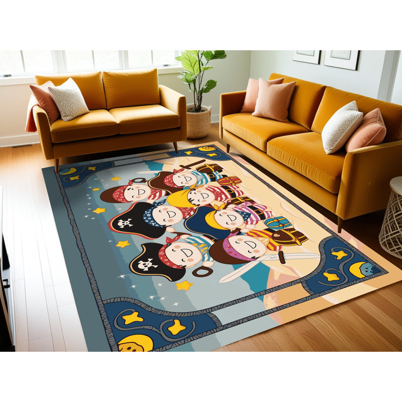 Tapis lavable pour enfant East Urban Home Pirates_Pir005, Rectangle 5 pi x 7 pi
