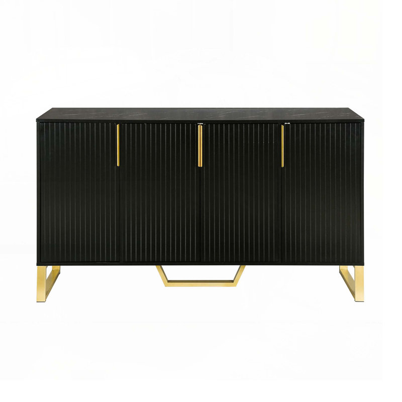 Storage Console Table with Adjustable Shelves, Black
