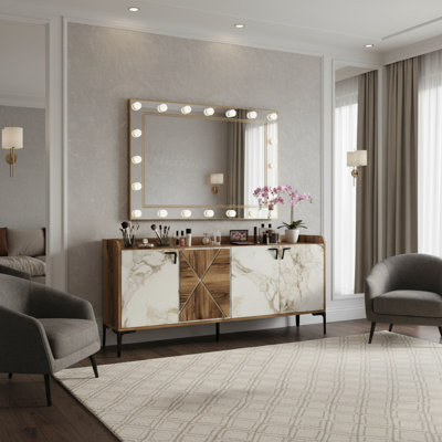 Marbre moderne et buffet avec détails géométriques