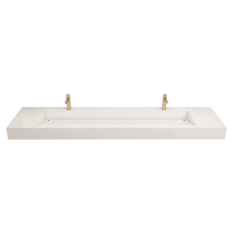 Brayden Studio Akeya 19.5'' High Gloss White Stone Rectangular Bathroom Sink with Overflow
