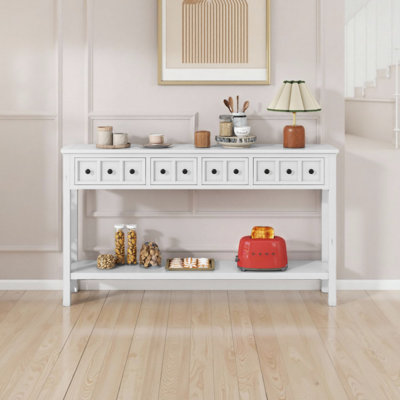Himanshu Rustic Entryway Console Table, 60" Long Sofa Table with two Different Size Drawers and Bottom Shelf for Storage