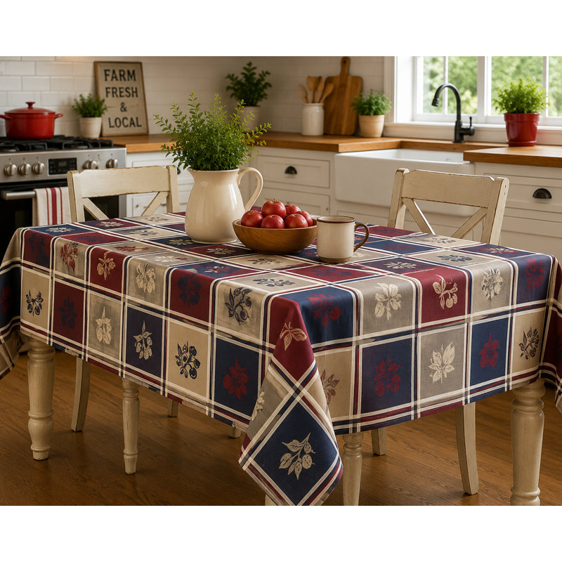 52"x72" Rect. Burgundy Cherries And Pears Tablecloth, 52"x72" Rect.