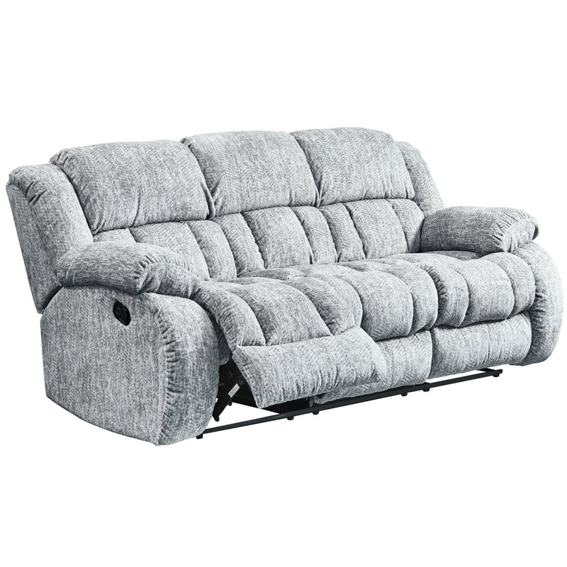 Fauteuil inclinable et rembourré gris, structure en bois, fonction manuelle, chaise longue rembourrée surdimensionnée, coussins de siège fixes, paire de coussins de glisse en douceur, revêtement en microfibre, métal et