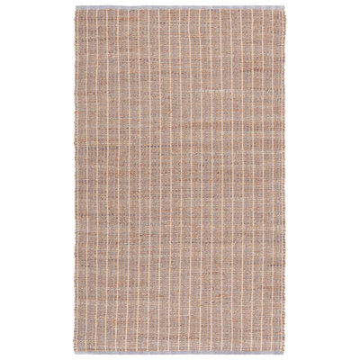 Kouki Natural Fiber Handwoven Jute Cotton Striped Rug in Gray/Natural