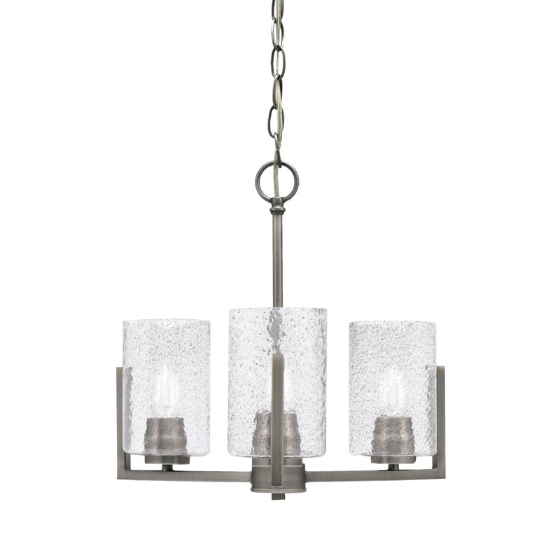 Lustre 3 lumières Dayberry illustré avec verre à bulles 4 ", Gris fumée, Gris