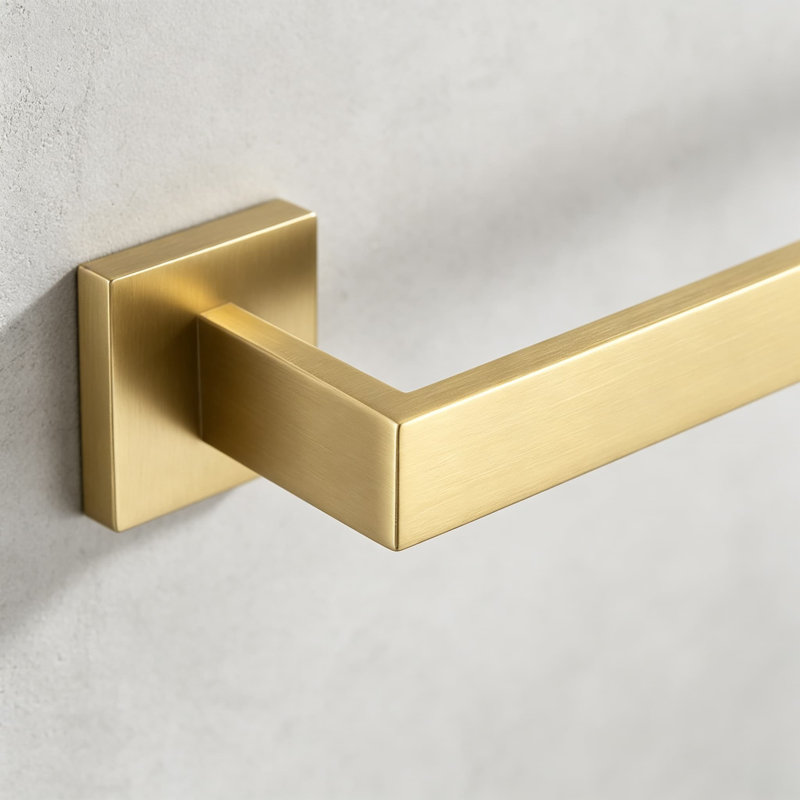 Premium Brushed Gold Bathroom Hardware Set - 4-Piece Stainless Steel Wall Mounted Towel Bar Kit with Square Design for Modern Bathrooms