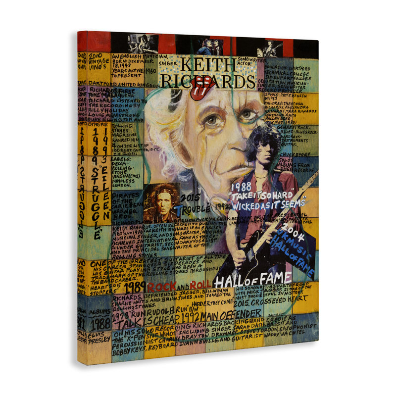 «Keith Richards Collage» par Sabin, H 40 po x l 30 po