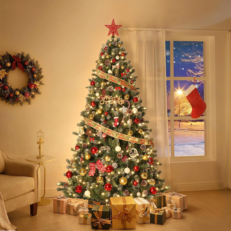 Lighted Artificial Christmas Tree, 6' H