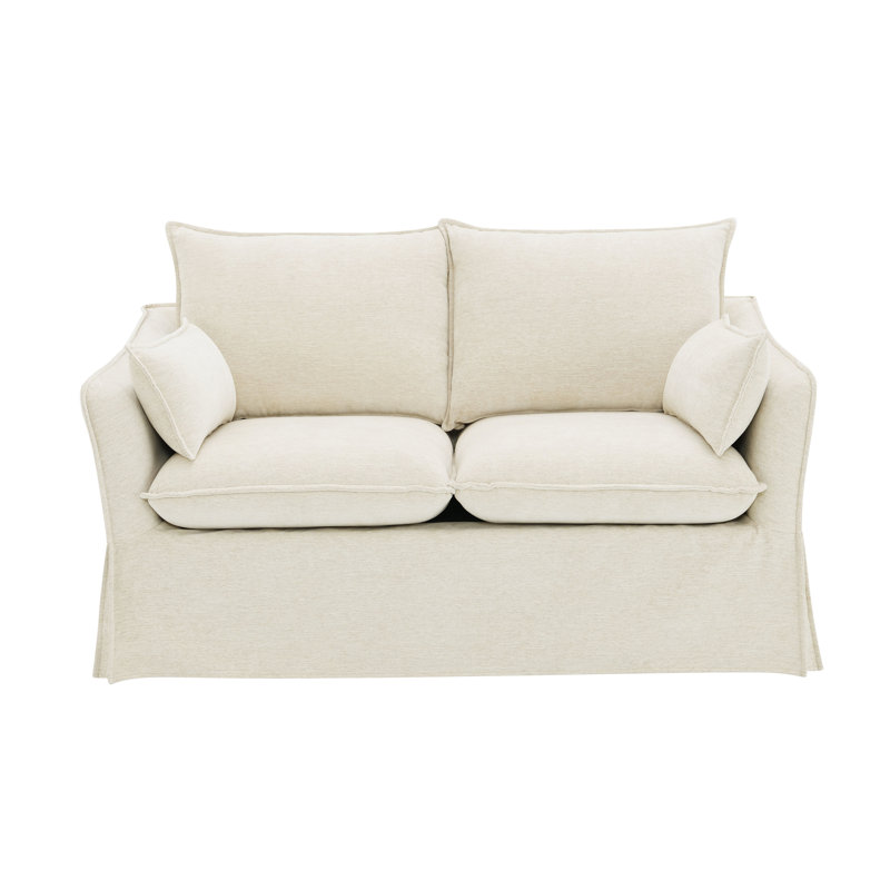 Causeuse Shane en lin beige avec 2 coussins