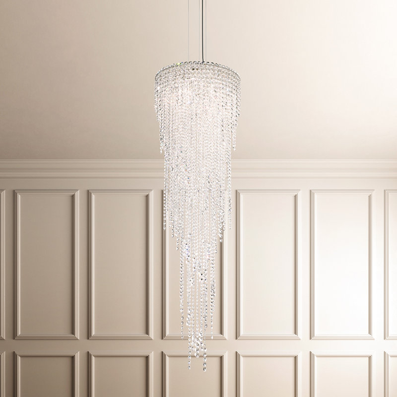 Chantant 5 Light 21in x 70.3in Chandelier in Polished Stainless Steel with Clear Radiance Crystals
