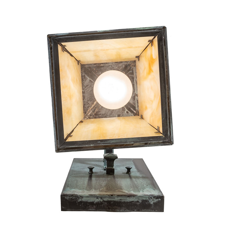 1 - Light Armed Sconce, Craftsman Verdigris, 11.5" H x 8" W x 11" D, Beige