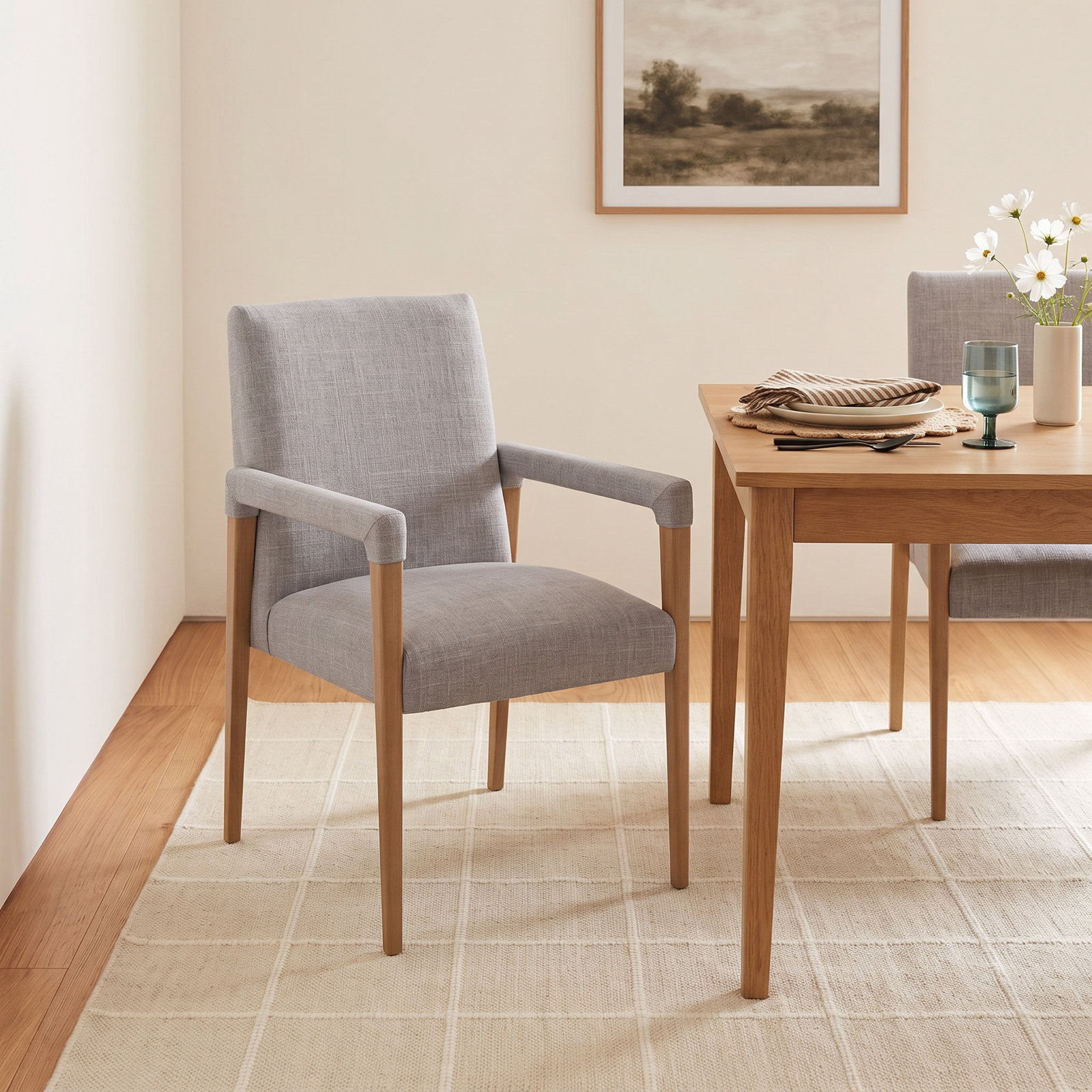 Visalia Linen Dining Chair, Gray
