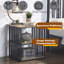 Antique Oak & Black Finish Nightstand