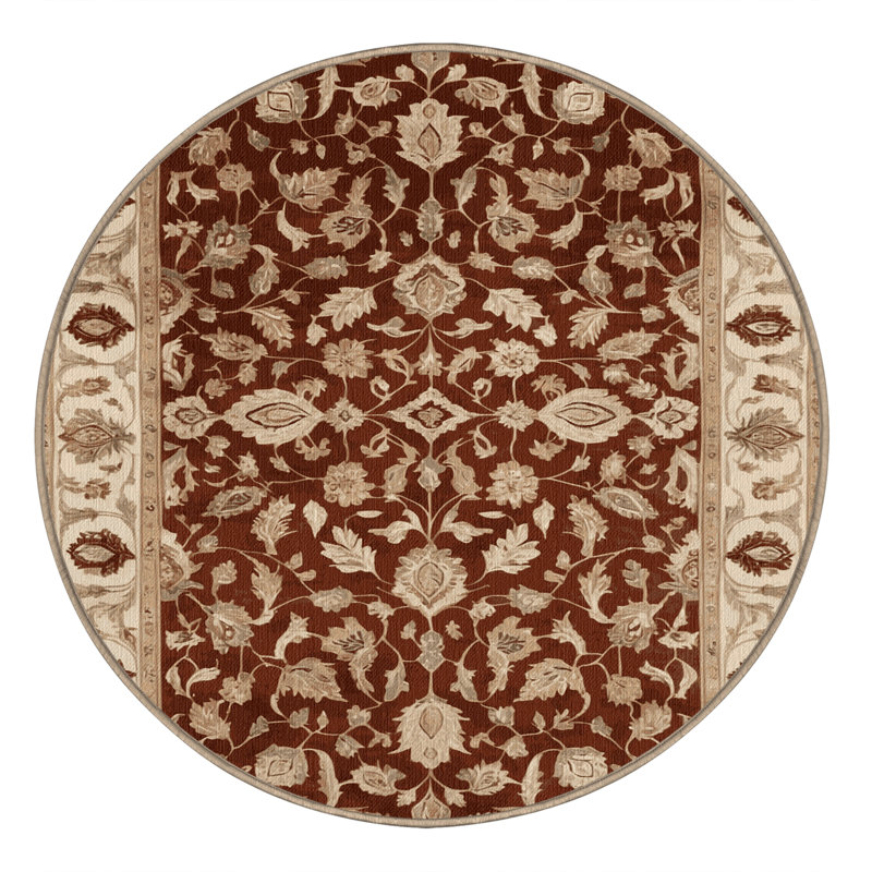 Machine Washable Persian Brown Area Rug, Round 7'