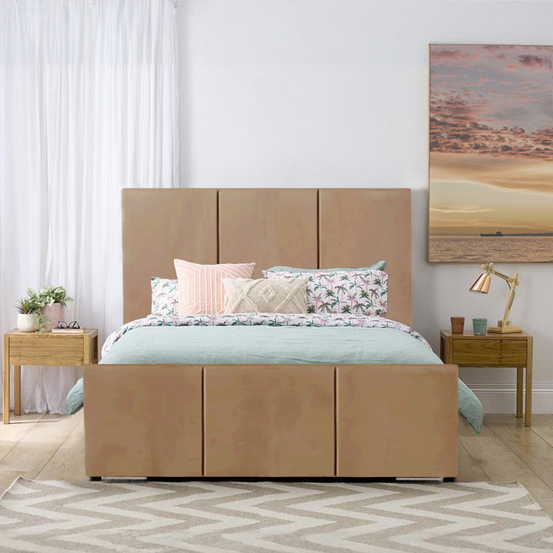Andreq Upholstered Bed, Beige, Double (4'6)