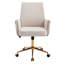 Chaise de bureau en velours côtelé crème avec base dorée élégante et hauteur réglable