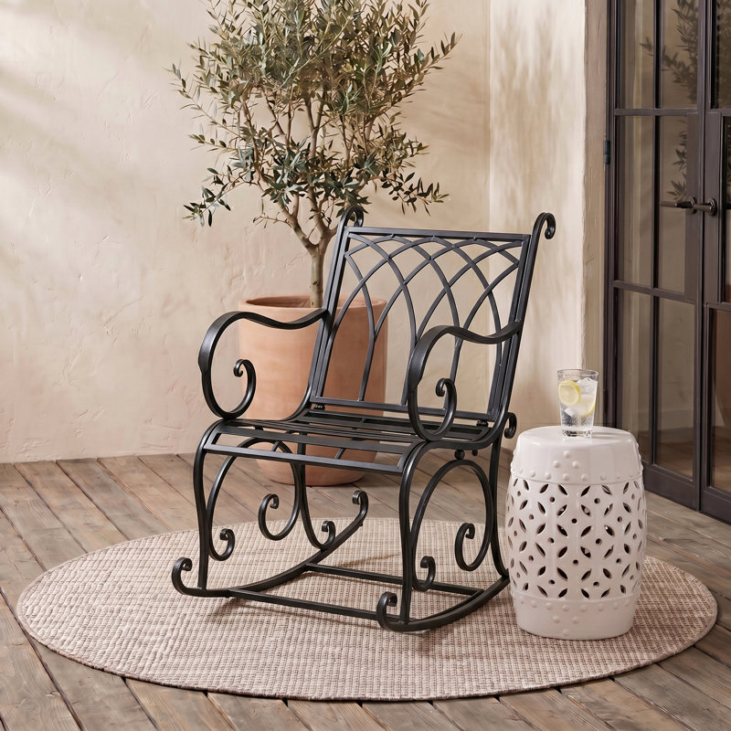 Astoria Grand Medrano Rocking Chair, Black Rust