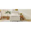 Lit plateforme simple tapissier avec lit gigogne et 3 tiroirs en lin beige élégant