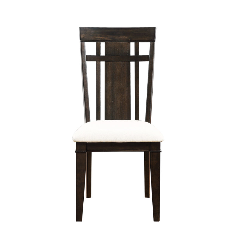Paire de chaises d'appoint en bois brun foncé Eldora, siège beige, ravissantes créations de salle à manger pour 2 chaises