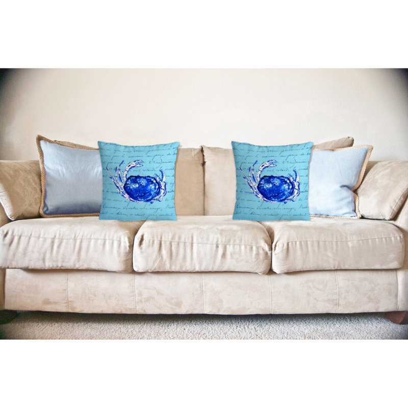 Script Crab Outdoor Reversible Throw Pillow