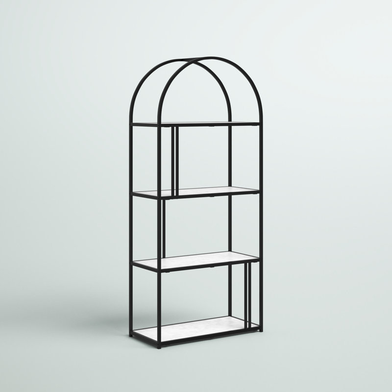 Helfer Geometric Bookcase, White Faux Marble