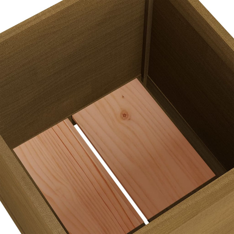 Wood Pot Planter, Honey Brown, 19.7" H x 19.7" W x 19.7" D, 2