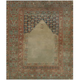 Tribal Small Scatter Size Antique Mid 18th Century Turkish Ghiordes Islamic Mehrab Prayer Rug